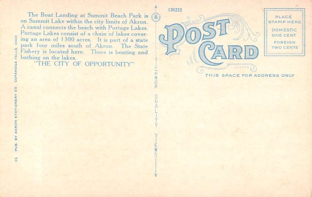 Akron Ohio Summit Beach Park Boat Landing Vintage Postcard AA54942 - Image 2
