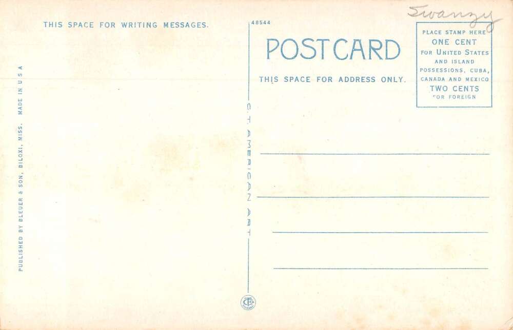 Biloxi Mississippi L and L Railroad Train Crossing Back Bay Bridge PC AA54998 - Image 2