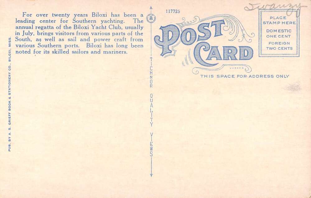 Biloxi Mississippi Yacht Club in Holiday Attire Vintage Postcard AA54999 - Image 2