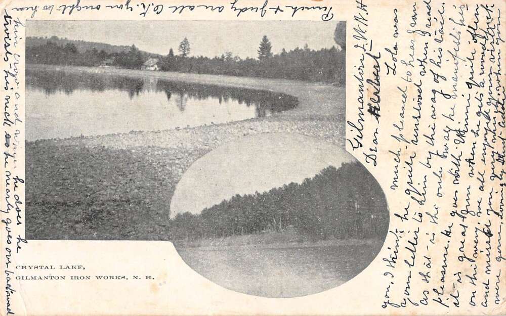 Crystal Lake New Hampshire Gilmanton Iron Works Vintage Postcard