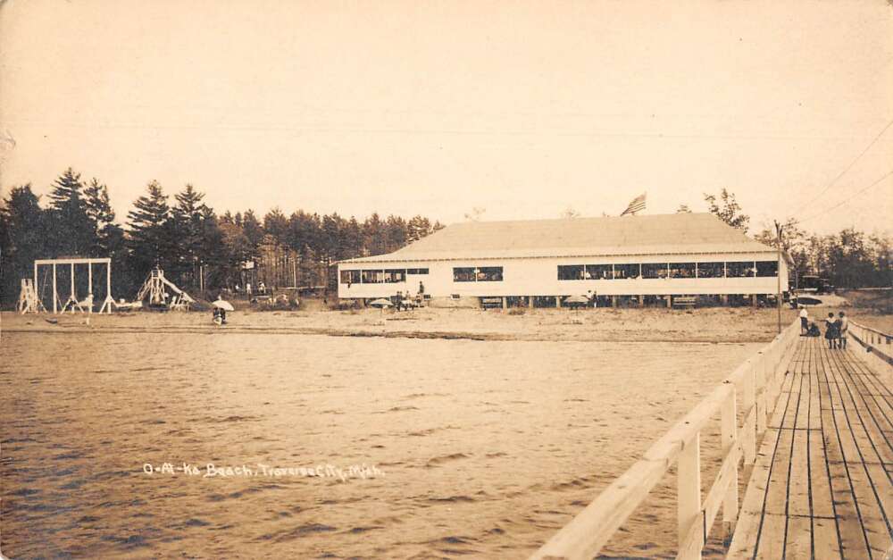 Traverse City Michigan Oatka Beach Real Photo Vintage Postcard