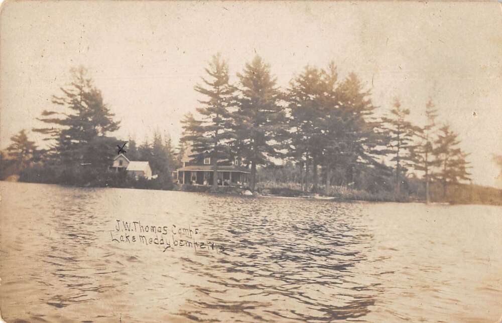 Lake Meddybemps Maine JW Thomas Camps Scenic View Real Photo Postcard