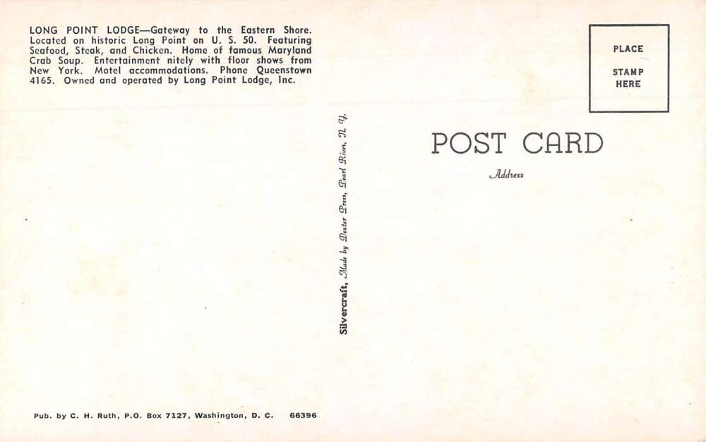 Grasonville Maryland Long Point Lodge Interior Vintage Postcard AA57079 - Image 2