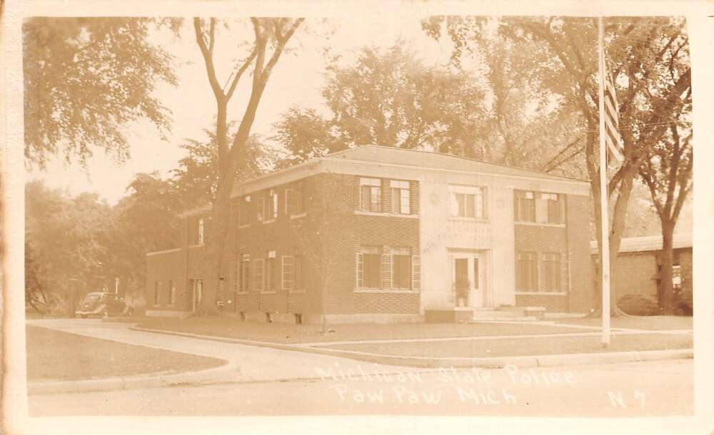 Paw Paw Michigan State Police Real Photo Vintage Postcard AA58231