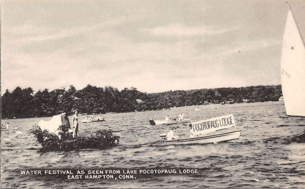 East Hampton Connecticut Lake Pocotopaug Lodge Water Festival Postcard AA58657 Mary L. Martin