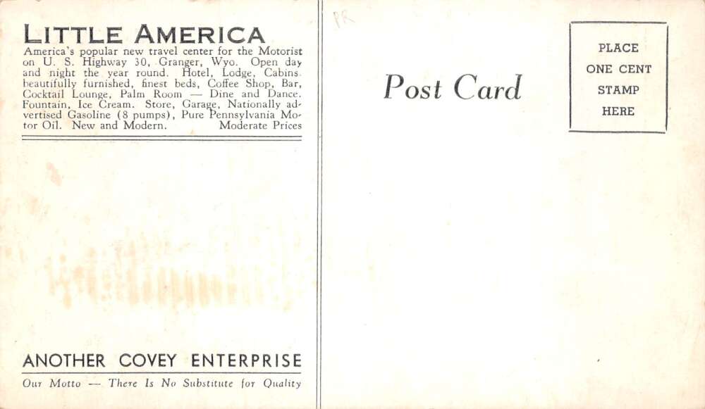 Granger Wyoming Little America Coffee Shop Vintage Postcard AA58687 - Image 2