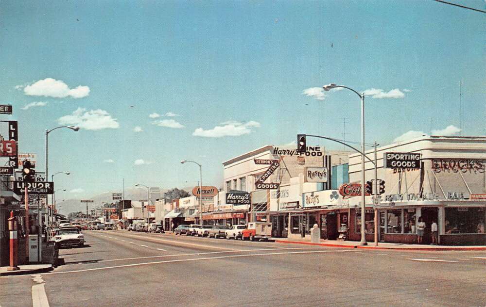 California Street Scene Business Section Vintage Postcard