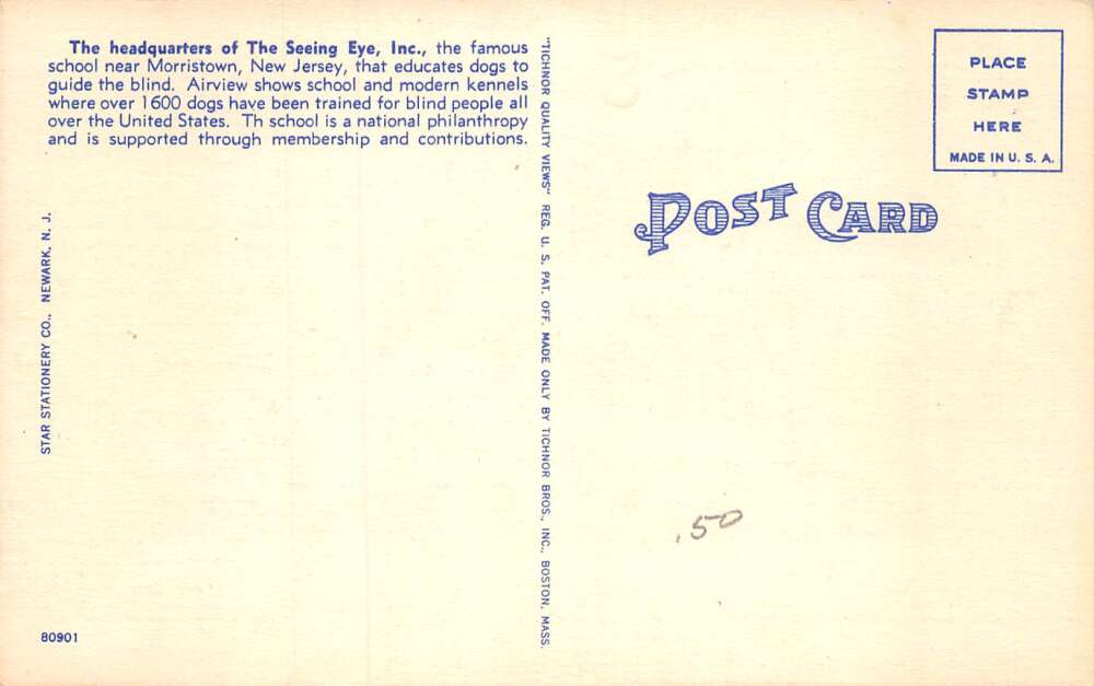 Morristown New Jersey The Seeing Eye Blind Guide Dog Training School PC AA59007 - Image 2