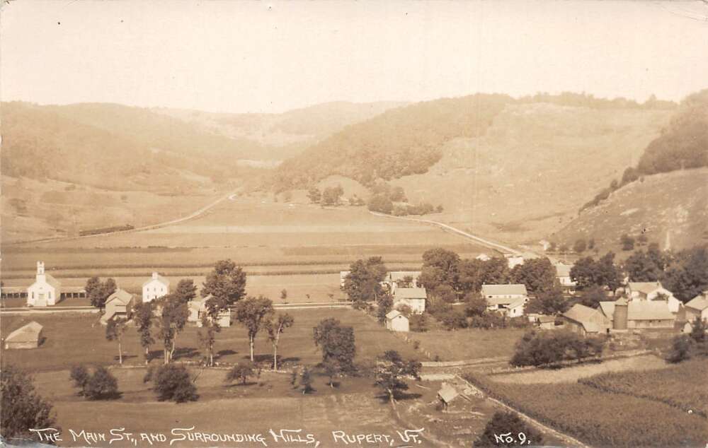 Rupert Vermont Main Street Birds Eye View Real Photo Postcard AA59503