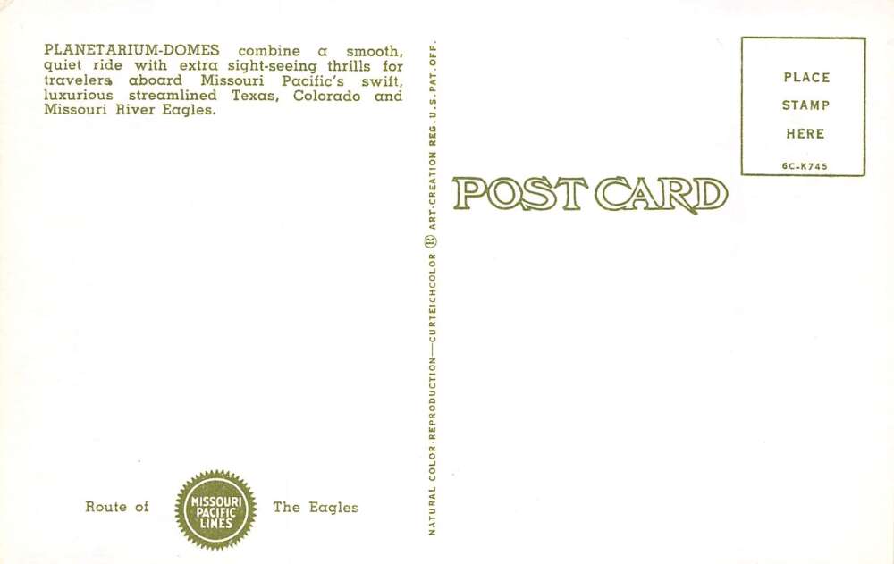 Missouri Pacific Lines Planetarium Dome Train Car Interior Postcard AA59634 - Image 2