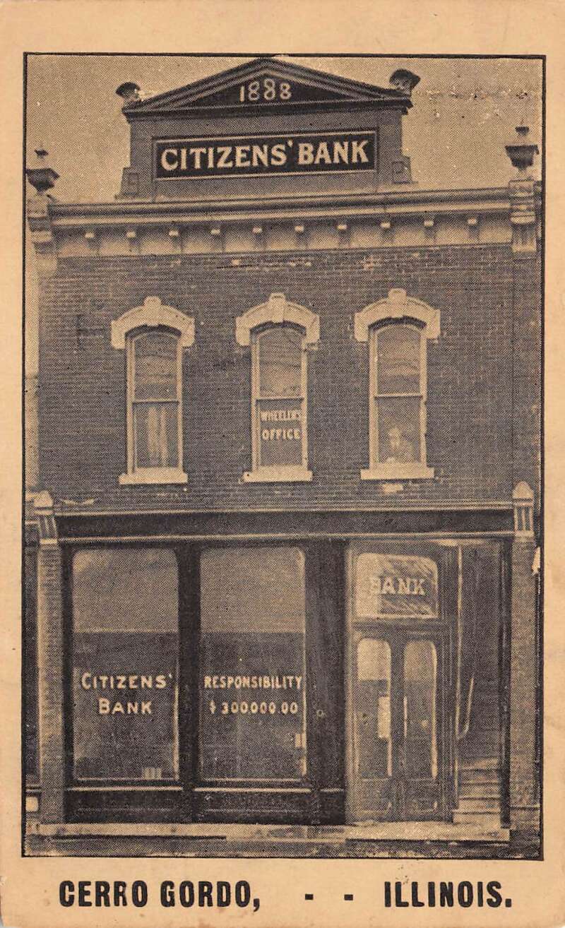 Cerro Gordo Illinois Citizens Bank Vintage Postcard AA60296 Mary L