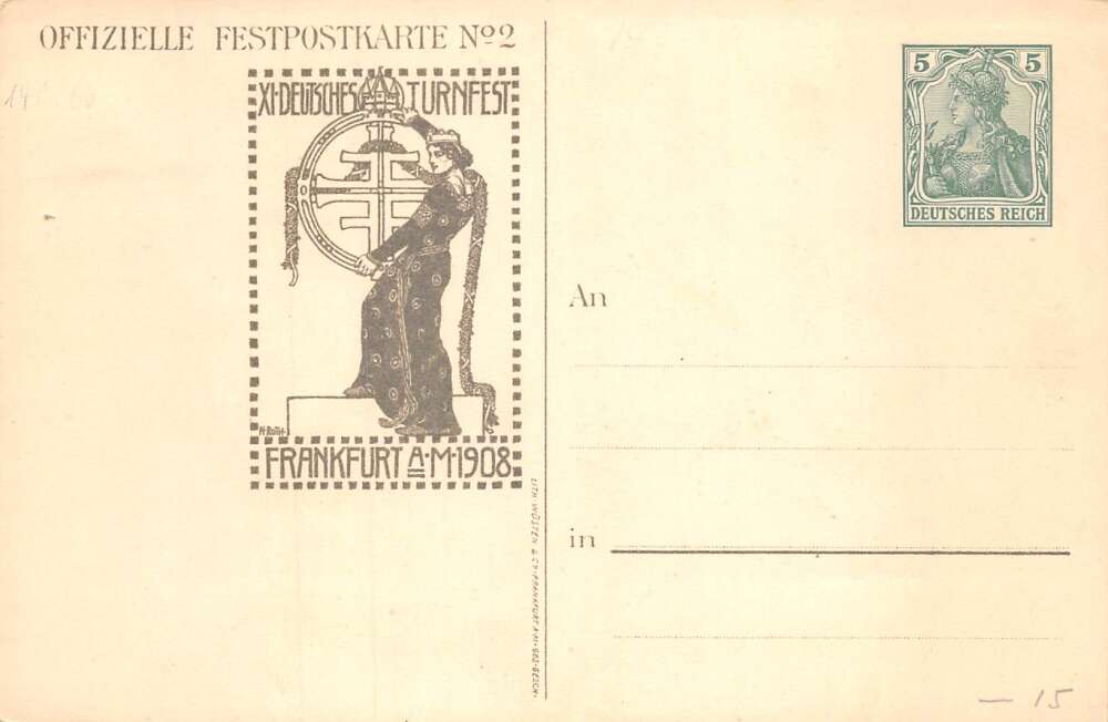 Frankfurt Germany 1908 Festival Deutsches Turnfest Vintage Postcard AA60993 - Image 2