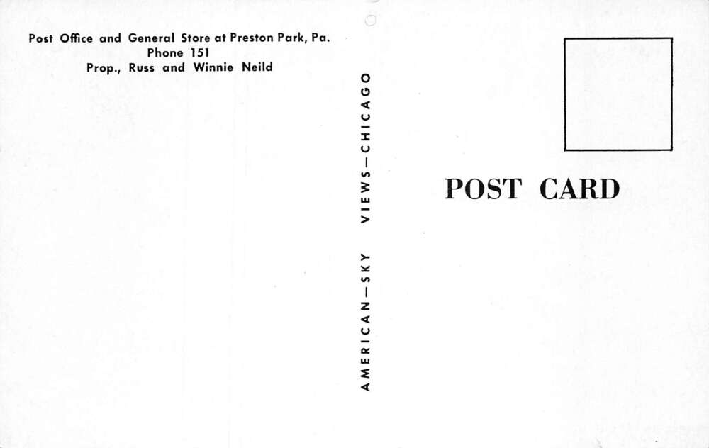Preston Park Pennsylvania Post Office and General Store Vintage Postcard AA61064 - Image 2