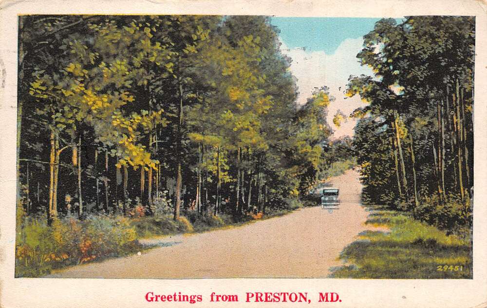 Preston Maryland Greetings Road Scenic View Vintage Postcard AA62108