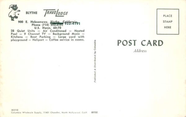 Blythe California Blythe TraveLodge Swimming Pool View Vintage Postcard AA63769 - Image 2