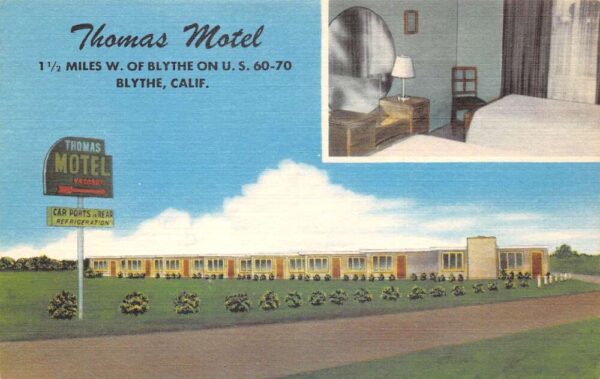 Blythe California Thomas Motel Room Interior Vintage Postcard AA63771