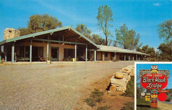 Coarsegold California Black Hawk Lodge Motel Exterior View Postcard AA63776