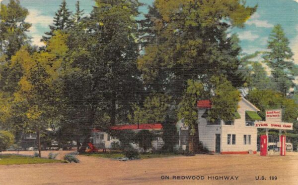 Gasquet California Symns Camp Gas Station Redwood Hwy Vintage Postcard AA63780