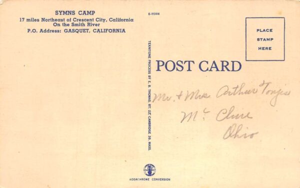 Gasquet California Symns Camp Gas Station Redwood Hwy Vintage Postcard AA63780 - Image 2