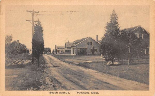 Pocasset Massachutsetts Beach Avenue Residential Area Vintage Postcard AA63789