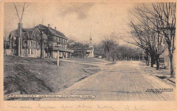 Sterling Massachutsetts Main Street and Hotel Exterior View Postcard AA63792