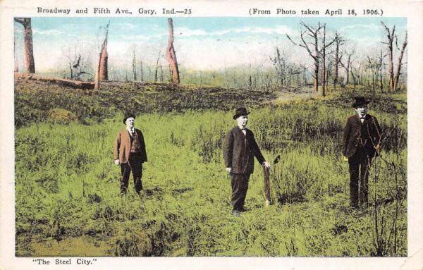 Gary Indiana Broadway and 5th Ave in 1906 Vintage Postcard AA63800