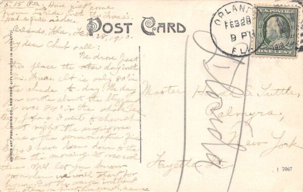 Orlando Florida Home of Dr. J. King Virginia Heights Vintage Postcard U3 - Image 2