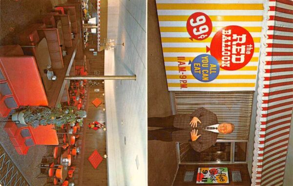 Orlando Florida Red Balloon Restaurant Dining Room and Entrance Vintage PC U5