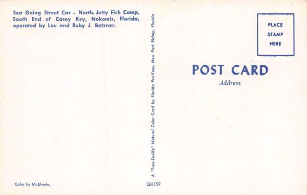 Nokomis Florida North Jetty Fish Camp Casey Key Sea Going Street Car PC U24 - Image 2