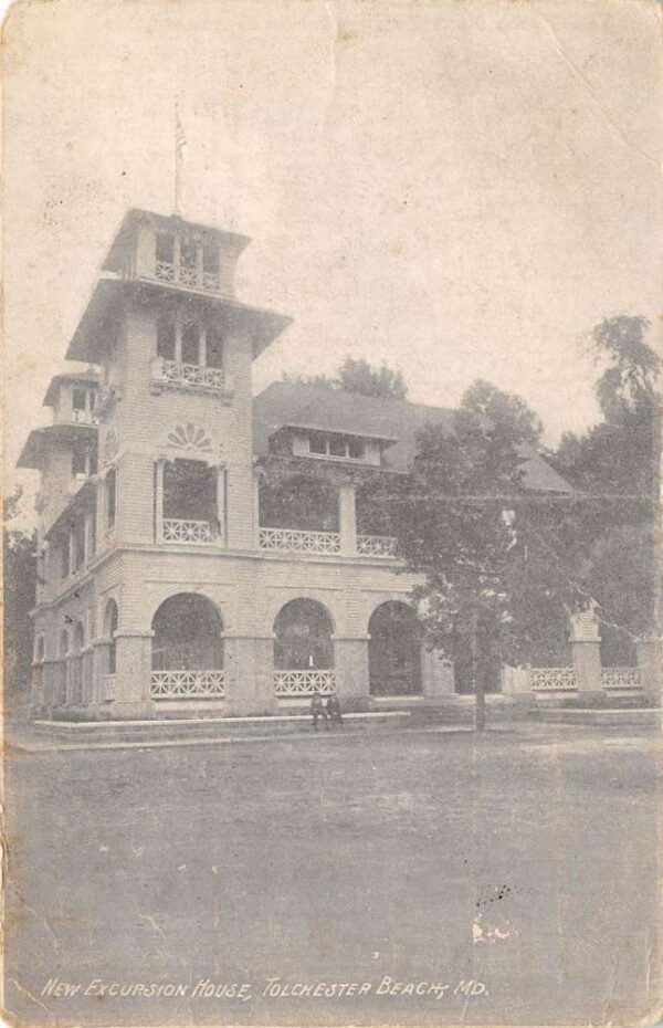 Tolchester Beach Maryland New Excursion House Front Exterior View Postcard U36