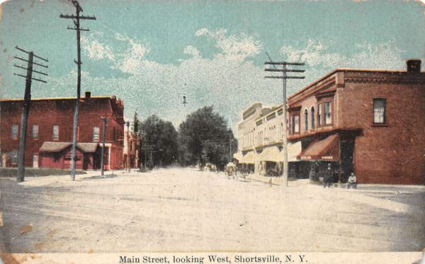 Shortsville New York Main Street Looking West Vintage Postcard AA63912