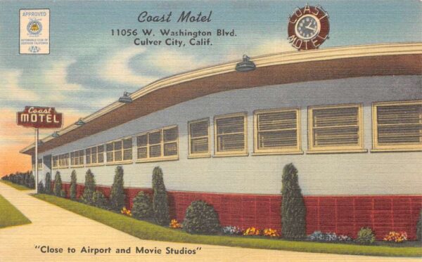Culver City California Coast Motel Linen Vintage Postcard AA63924
