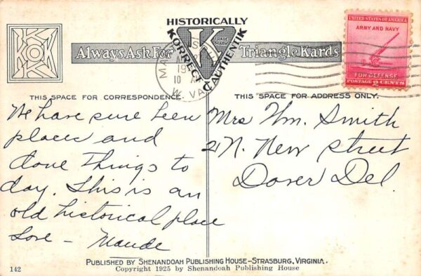 Leetown West Virginia General Charles Lee Home Vintage Postcard AA63965 - Image 2