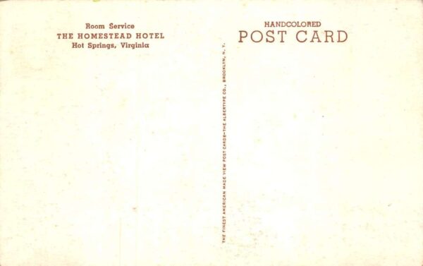 Hot Springs Virginia The Homestead Hotel Room Service Waiter Postcard AA63966 - Image 2