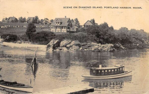 Portland Harbor Michigan Diamond Island Vintage Postcard AA63989