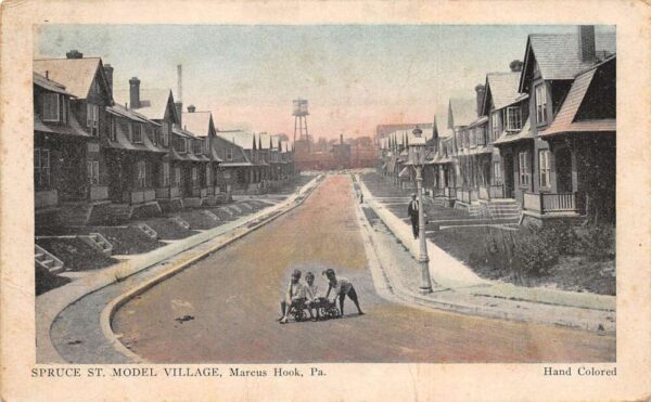 Marcus Hook Pennsylvania Spruce Street Model Village Vintage Postcard AA64030