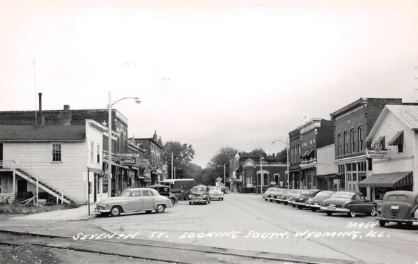 Wyoming Illinois Seventh Street Looking South Real Photo Vintage Postcard U491