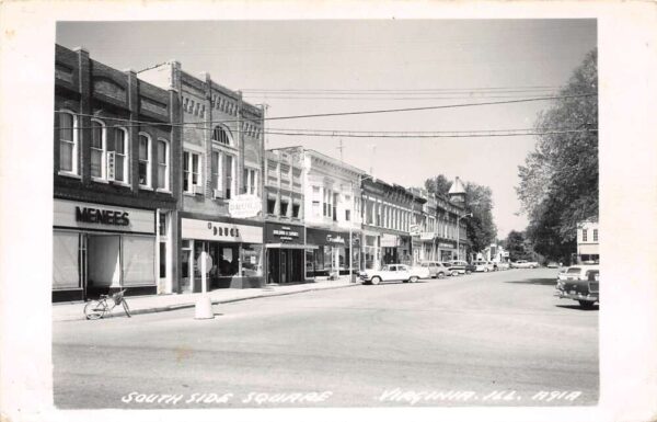 Virginia Illinois South Side Square Drug Store Real Photo Vintage Postcard U493