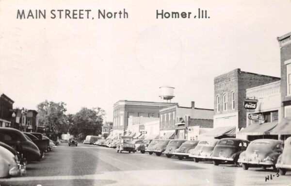 Homer Illinois Main Street North Real Photo Vintage Postcard U501