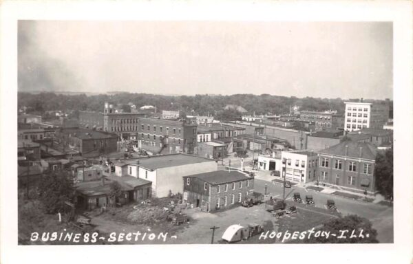 Hoopeston Illinois Business Section Aerial View Real Photo Vintage Postcard U502
