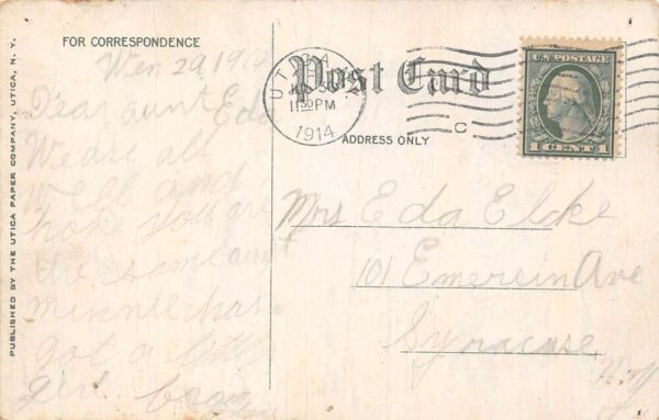 Utica New York Park Avenue From South Street Residential Vintage Postcard U510 - Image 2