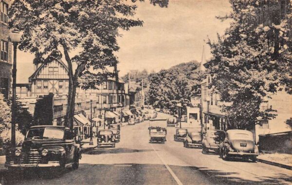 Tarrytown New York The Albany Post Road Main Street View Vintage Postcard U512