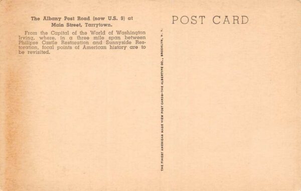 Tarrytown New York The Albany Post Road Main Street View Vintage Postcard U512 - Image 2