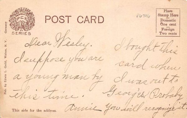 Walton New York Delaware Street Horse and Carriage Vintage Postcard U532 - Image 2