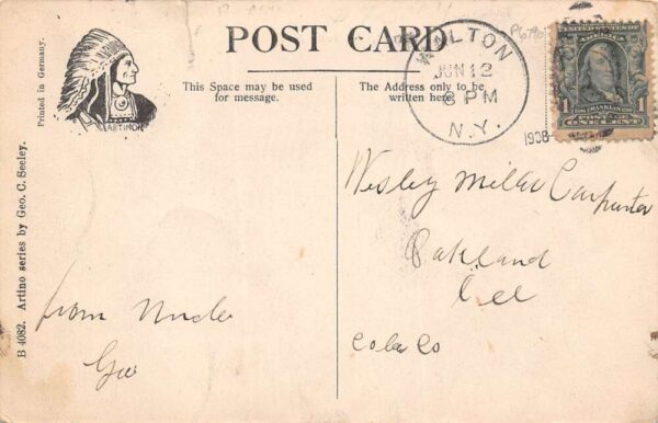 Walton New York Business Section Delaware Street Vintage Postcard U533 - Image 2
