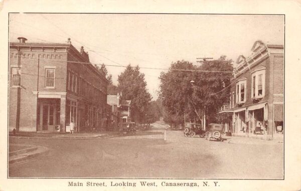 Canaseraga New York Main Street Looking West Vintage Postcard U547