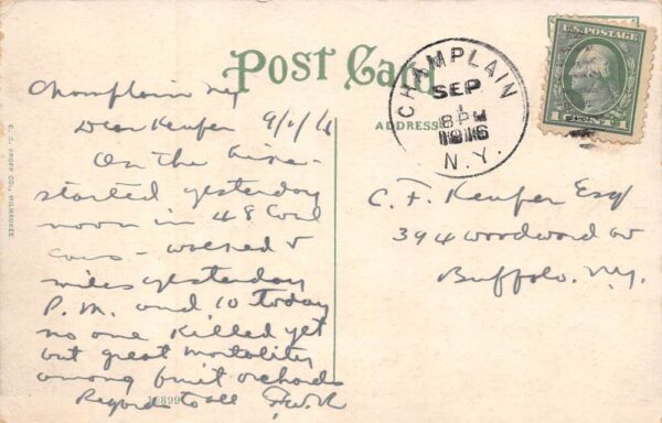 Champlain New York Bridge leading out to Street View Vintage Postcard U554 - Image 2