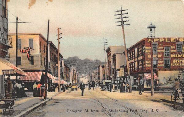 East Troy New York Congress Street From 3rd Street Looking East Vintage PC U557