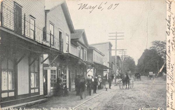 Randolph New York 323 Main and Jamestown Streets Businesses Vintage PC U562
