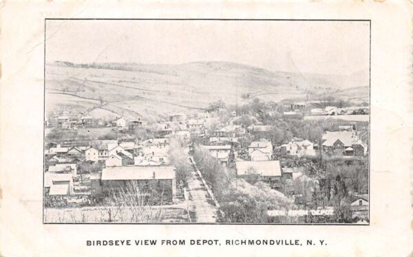 Richmondville New York Bird's Eye View from Depot Vintage Postcard U563
